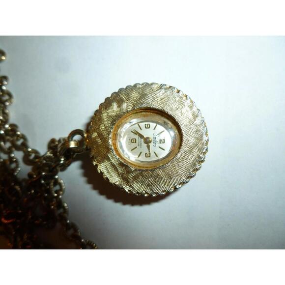 Vintage Ladies Watch Pendant Necklace Smiths Unbreakable Mainspring Pocket - Picture 5 of 6
